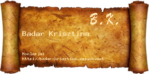 Badar Krisztina névjegykártya